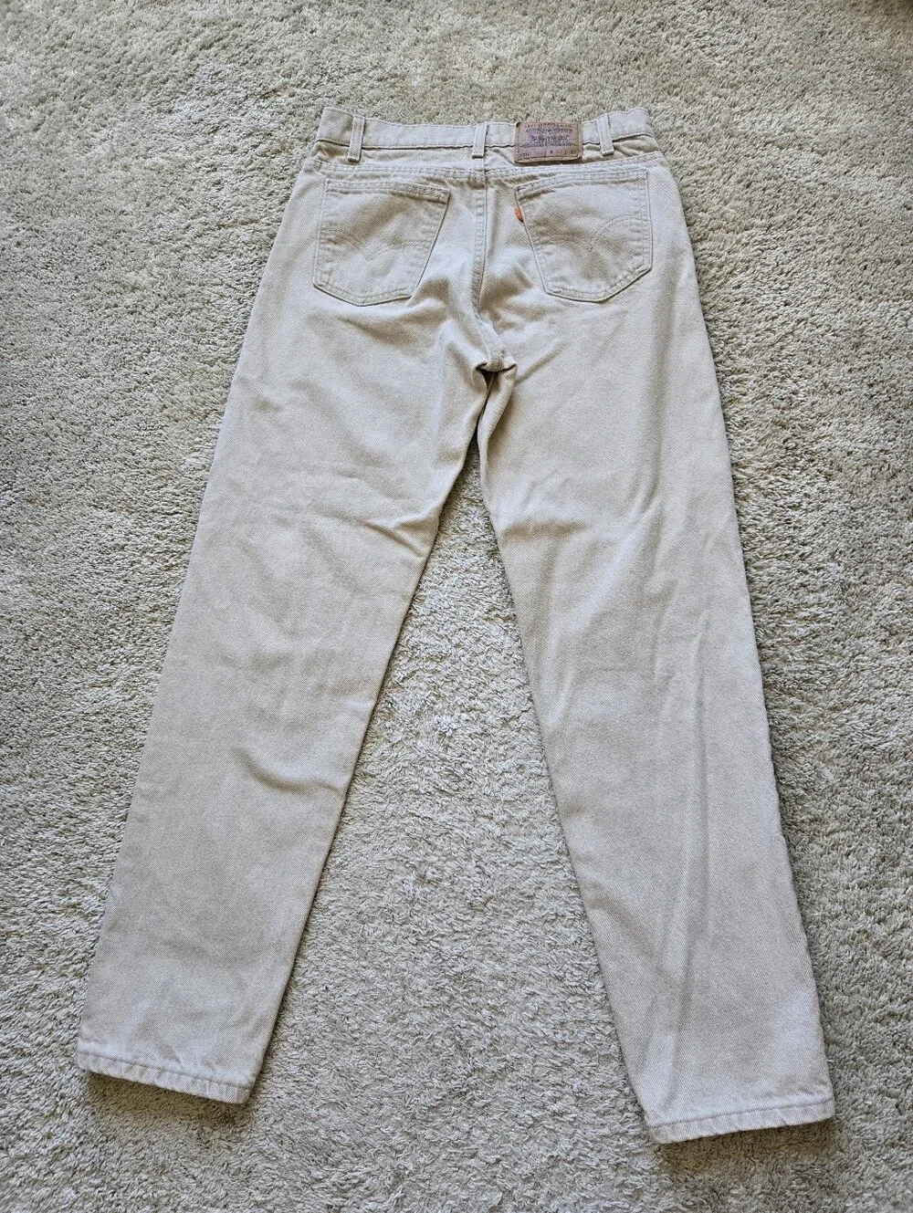 Levis 550 Relaxed Fit Tapered Leg Jeans Mens 33×32 Beige Khaki Made In USA